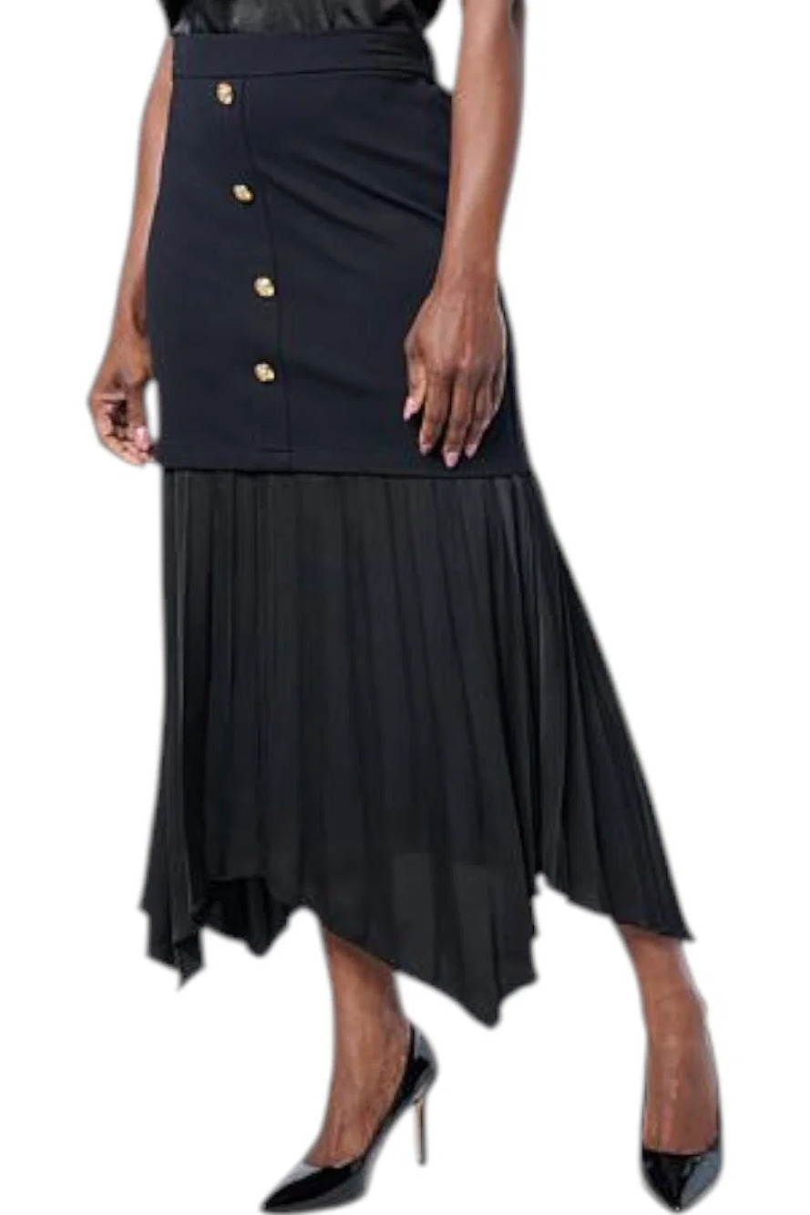 C Wonder by Christian Siriano Women's Mixed Media Mermaid Skirt Black - Regular